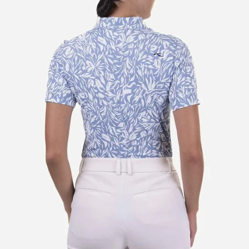 KJUS Polos-Women'S Enya Printed Polo S/S Calm Blue/White