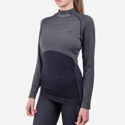 KJUS Base Layers-Women'S Freelite Baselayer L/S Deep Space/Steel Grey