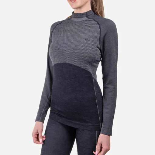 KJUS Base Layers-Women'S Freelite Baselayer L/S Deep Space/Steel Grey