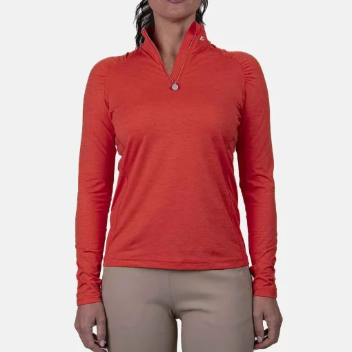 KJUS Activewear-Women'S Nora Cooling Half-Zip Persimmon