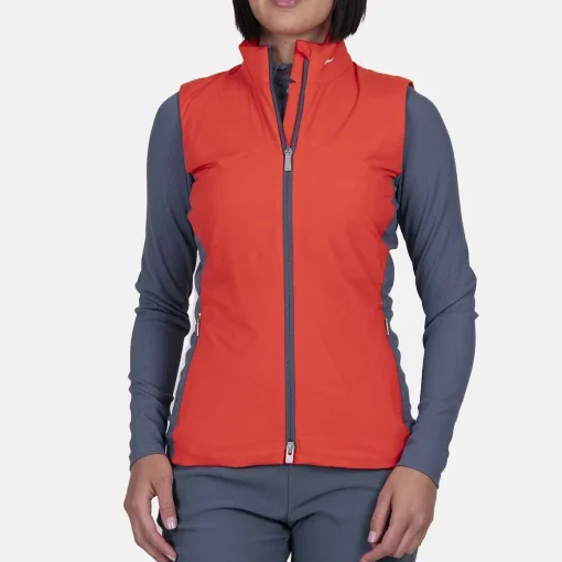 KJUS Midlayers & Sweaters-Women'S Radiation Vest Ii Persimmon/Steel Blue