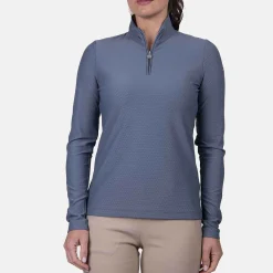 KJUS Activewear-Women'S Seoul Midlayer Half-Zip Steel Blue