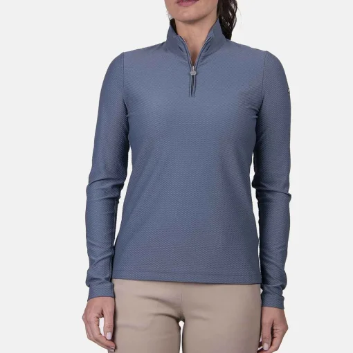 KJUS Activewear-Women'S Seoul Midlayer Half-Zip Steel Blue