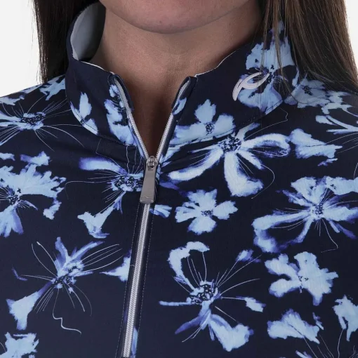KJUS Midlayers & Sweaters-Women'S Sunshine Printed Half-Zip Icy Blue/Atlanta Blue