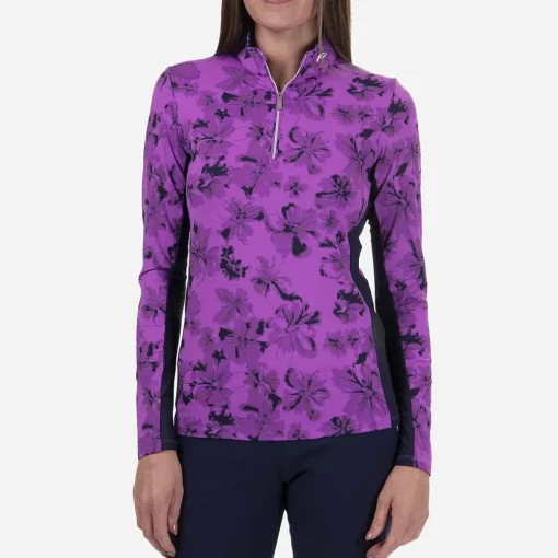 KJUS Midlayers & Sweaters-Women'S Sunshine Printed Half-Zip Foxglove/Atlanta Blue