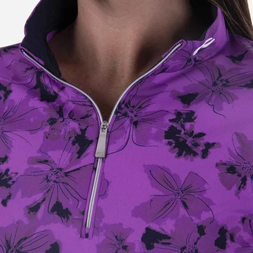 KJUS Midlayers & Sweaters-Women'S Sunshine Printed Half-Zip Foxglove/Atlanta Blue