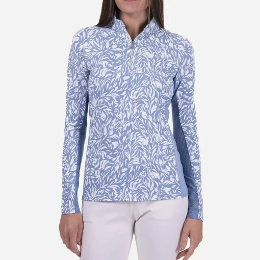 KJUS Midlayers & Sweaters-Women'S Sunshine Printed Half-Zip Calm Blue/White